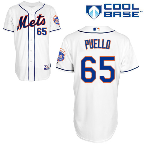Cesar Puello #65 MLB Jersey-New York Mets Men's Authentic Alternate 2 White Cool Base Baseball Jersey